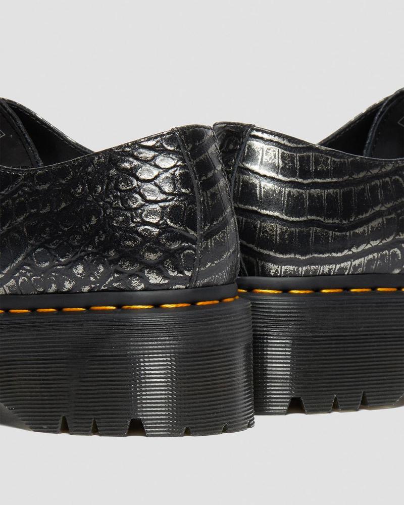 Zapatos Plataforma Dr Martens 1461 Croc Emboss Cuero Hombre Negros | MX 198VRW